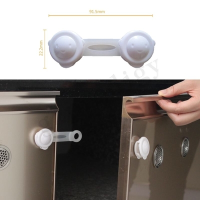 다목적 점착성 플라스틱 아기 안전 장치 하얀 캐비넷 드로어 래치